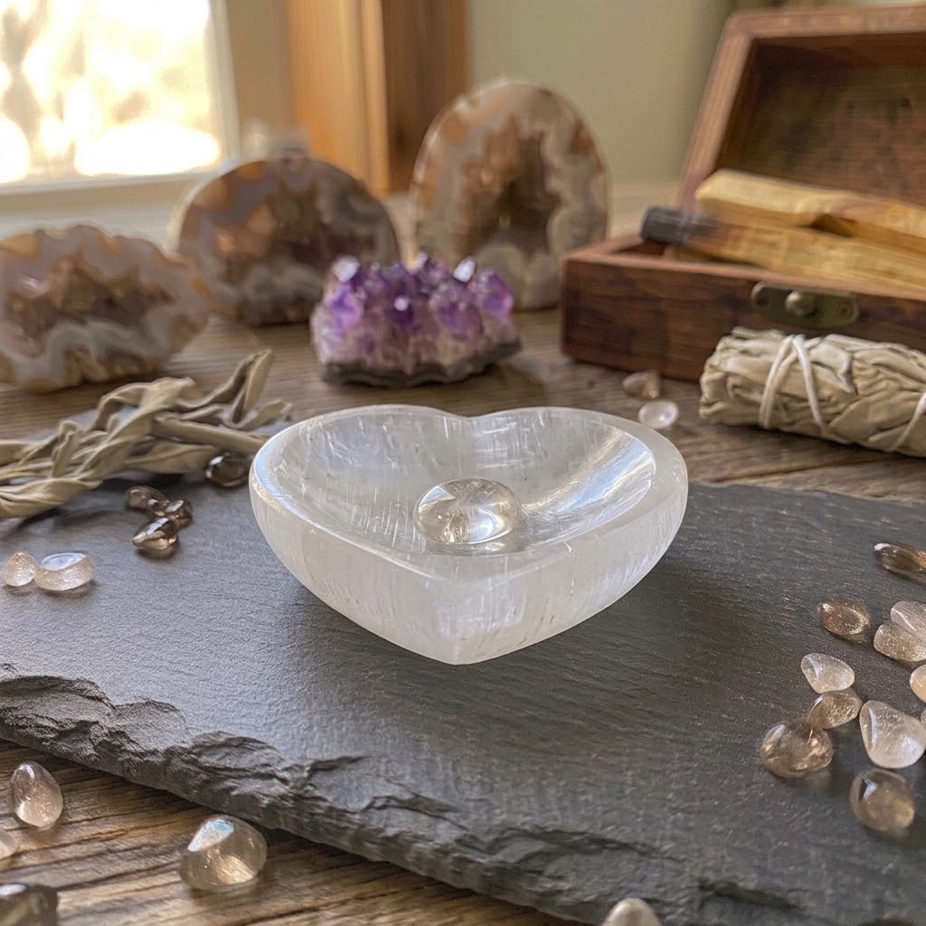 4" Selenite Heart bowl