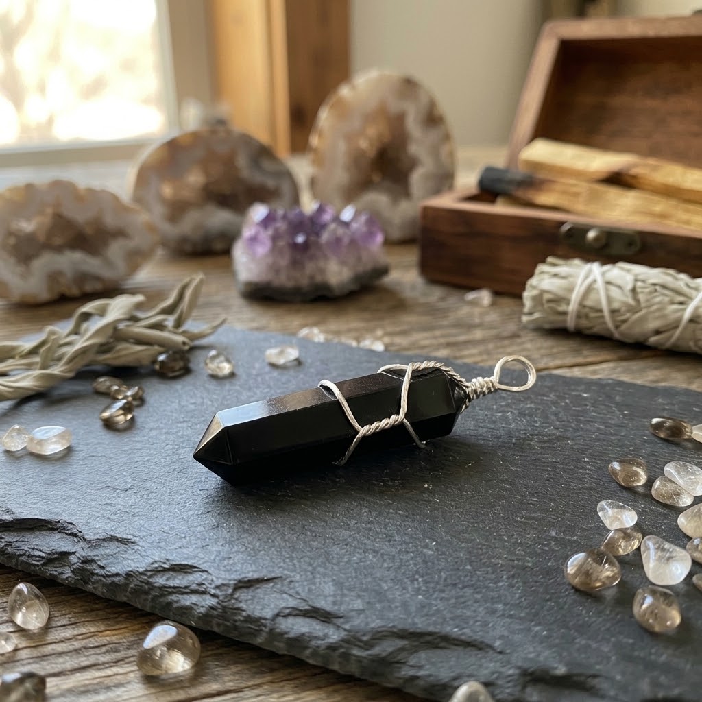 Black Obsidian wire wrapped point